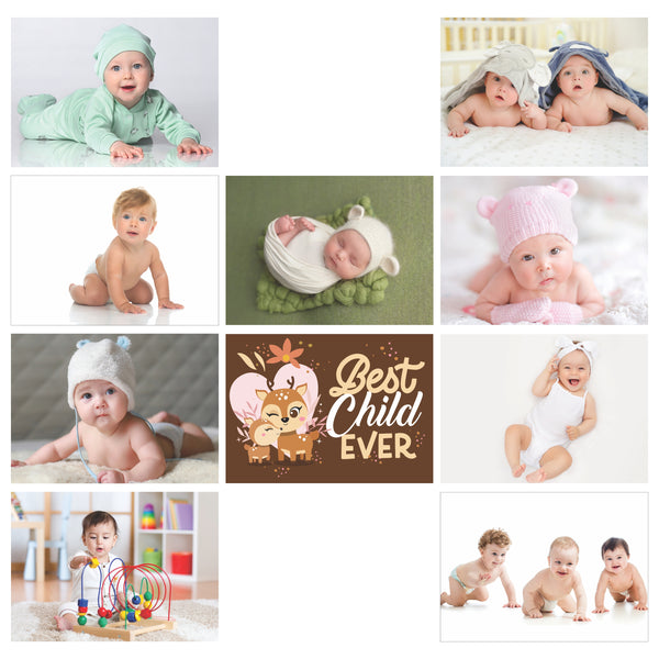 ROUSRIE NEW BORN BABY POSTERS | PACK OF 10 |LARGE SIZE | SELF ADHESIVE