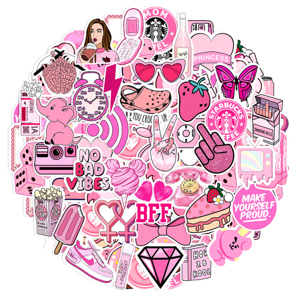 ROUSRIE PINK THEME STICKERS | THEME STICKERS | 50 STICKERS | AESTHETIC STICKERS