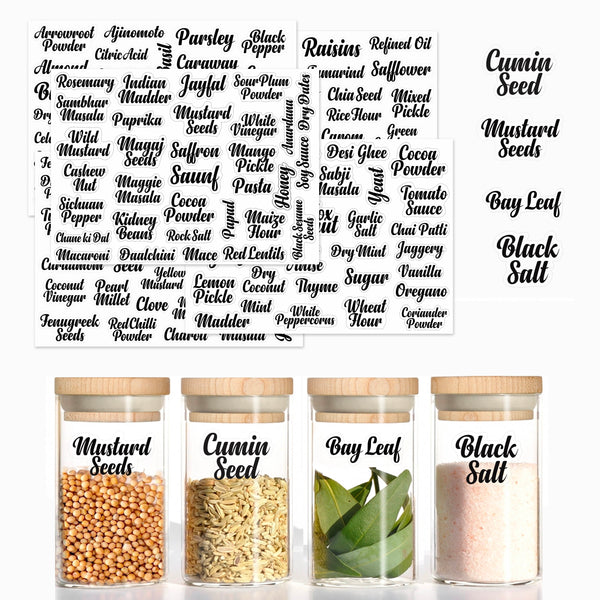 ROUSRIE TRANSPARENT PRINTED JAR STICKERS – 150 PIECES-INGREDIENT LIST INCLUDED