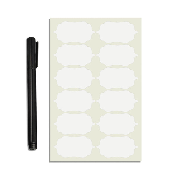 ROUSRIE WHITE JAR STICKERS-84 PIECES WITH MARKER