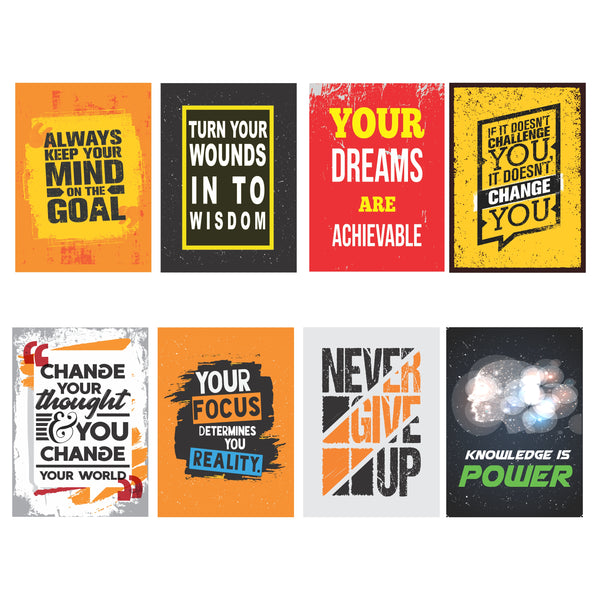 Motivational Wall Quote Posters Set of 8