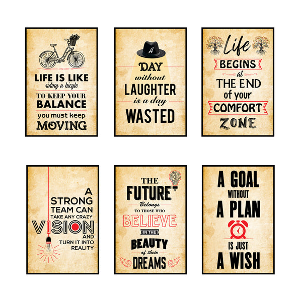 Motivational Wall Quote Posters Set of 6
