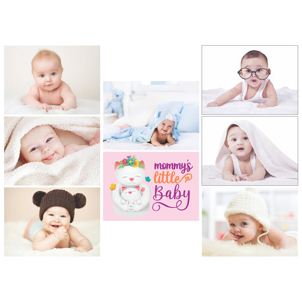 ROUSRIE NEW BORN BABY POSTERS | PACK OF 8 | SELF ADHESIVE | CUTE BABY